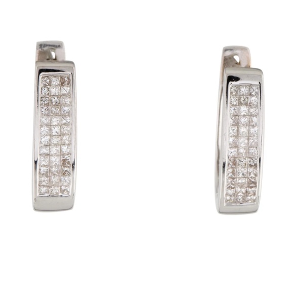 14K 1.20ctw Diamond Hoop Earrings - Picture 2 of 5